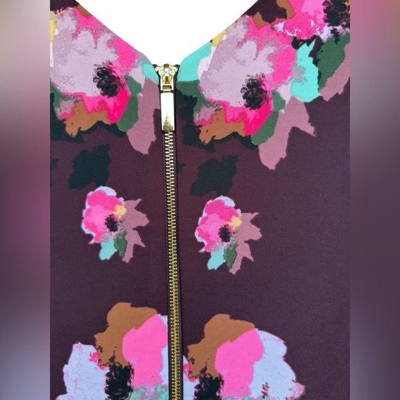 Laundry by Shelli Segal PURPLE FLORAL PLEATED CAREER SHEATH DRESS SIZE 14 - Picture 9 of 10